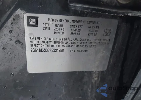 2015 Cadillac Xts Luxury z USA, uszkodzony, nr VIN 2G61M5S38F9231288